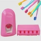 Держатель для зубных счёток с дозатором для зубной пасты Toothpaste Dispenser JX1000 Розовый (20686) - изображение 1
