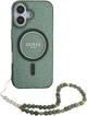 Etui Guess IML Glitter With Pearl Strap MagSafe do Apple iPhone 16 Plus Green (GUHMP16MHGCRELSA) - obraz 1