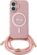 Etui Guess Crossbody Cord Script MagSafe do Apple iPhone 16 Pink (GUHMP16SHCTSGNSP) - obraz 1