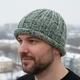 Шапка "Финикс зеленый микс", ручная работа, шапка бини ролл для мужчин, женщин и подростков от PRIGRIZ, 50-58 см - изображение 2
