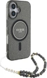 Etui Guess IML Glitter With Pearl Strap MagSafe do Apple iPhone 16 Black (GUHMP16SHGCRELSK) - obraz 3