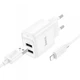 Сітчастий зарядний пристрій з кабелем HOCO C141A Smart dual-port charger set(iP) White (6942007627870) (501) - зображення 1