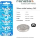 Батарейка SR721SW (362) Renata 1,55V silver oxide (1 бат.) - зображення 2