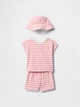 Детский комплект GAP футболка, шорты и панама 1159854392 (Белый/Розовый 0-3M) на рост 50 см - изображение 1