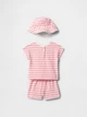 Детский комплект GAP футболка, шорты и панама 1159854392 (Белый/Розовый 0-3M) на рост 50 см - изображение 2