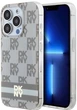 Etui DKNY IML Checkered Mono Pattern & Printed Stripes MagSafe do Apple iPhone 13/13 Pro Max Beige (3666339269449) - obraz 1