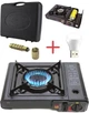 Портативная туристическая газовая плита горелка с авто пьезоподжигом portable gas stove BDZ-155 походная компактная печка кемпинговая настольная плитка пластиковый кейс и штуцер адаптер под балон и usb лампочка - изображение 1