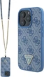 Etui Guess Leather Metal Logo Strass Crossbody do Apple iPhone 16 Pro Blue (GUHCP16LP4TDSCPB) - obraz 1
