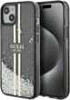 Панель Guess Liquid Glitter Gold Stripes для Apple iPhone 13/14/15 Black (3666339223526) - зображення 1