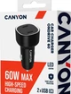 Автомобільний зарядний пристрій Canyon OnDrive 60 PD 60W 2xUSB-C Black (CNE-CCABR3CC) - зображення 6