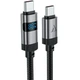Кабель для зарядки и передачи данных USB-C 60W 3A, цифровой дисплей, нейлоновая оплетка, 1.2 м, черный - изображение 1