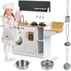 Деревянная детская кухня XXL с посудой и аксессуарами Ricokids 129×98×30 см, белая (Польша) - изображение 10