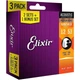 Струны для акустической гитары Elixir 3 Pack 16545 Nanoweb Phosphor Bronze Light Acoustic Guitar Strings 12/53 - изображение 1