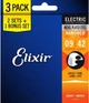 Струни для електрогітари Elixir 3 Pack 16540 Nanoweb Nickel Plated Steel Super Light 9/42 - зображення 2