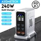 Зарядний пристрій 6-in-1 Asometech HW186 GaN 240W для швидкого заряджання iPhone MacBook ноутбуків PD3.1 Grey - изображение 1