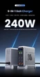 Зарядний пристрій 6-in-1 Asometech HW186 GaN 240W для швидкого заряджання iPhone MacBook ноутбуків PD3.1 Grey - изображение 7