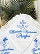 Именная крыжма для мальчика Family Tradition муслин с вышивкой и кружевом 100х100 см белая Твоё первое Таинство - изображение 3