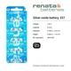 Батарейка SR416SW (337) Renata 1,55V silver oxide (1 бат.) - изображение 2