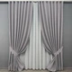 Комплект штор VR-Textil лен премиум ELEMENTA 100х270 2шт и Тюль 400х270 1866ш-115т светло-серый с белым 71-067/2 - изображение 1