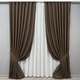 Комплект штор VR-Textil рогожка премиум TERRA LUXE 150х270 2шт и Тюль 400х270 1861ш-115т шоколадный с белым 71-079/3 - изображение 1