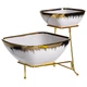 Фруктовница на 2 яруса Yiwu 2558-1 конфетница 31×23×25 см Белая с золотом (XIT-2558-1) - изображение 5