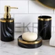 Набір "Luxury Marble" для ванної кімнати: дозатор 350 мл, склянка, мильниця, чорний мармур із золотом (851-338) - изображение 1