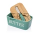 Маслянка керамічна з ножем та бамбуковою кришкою Butter Бірюзова APL0480 - изображение 1