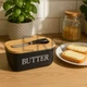 Маслянка керамічна з ножем та бамбуковою кришкою Butter Чорна APL0480 - изображение 2