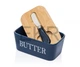 Маслянка керамічна з ножем та бамбуковою кришкою Butter Синя APL0480 - изображение 1
