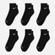 Набор женских носков коротких хлопковых Nike U Nk Evry Pls Cush Ankl 6Pr-Bd SX6899-010 38-42 6 пар Black/White (888408261076) - изображение 1