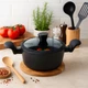 Каструля (казан) з алмазним покриттям та скляною кришкою, 3.9 л (24x10,5 см) Edenberg EB-3486 - изображение 2