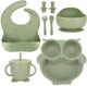 Набір посуду для годування дітей Ikonka зелений 8 елементів (5903039751149) - зображення 1