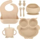 Набір посуду для годування дітей Ikonka бежевий 8 елементів (5903039751132) - зображення 1