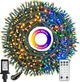 Світлодіодна гірлянда 200 LED, 20 м, IP44, тепле біле світло та мультиколор, зелений дріт, з пультом, живлення від мережі 230В - зображення 7