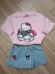 Костюм для девочки Boyboy с принтом Hello Kitty, футболка и джинсовая юбка-шорты, рост 104 см - изображение 2