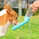 Поилка для собак кошек дорожная складная чаша портативная бутылка для выгула котов щенков путешествий на улице переносная герметичная поилка-бутылка с дозатором механизмом подачи воды силиконовым уплотнителем 550 мл бирюзовая (002353) - изображение 2