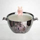 Бульонница фарфоровая Labubu с крышкой и ручками 800 (мл) Ø15 (см) детская тарелка для супа и лапши Серебристый с розовым FM-34C - изображение 1