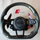 Руль карбон Audi RS с лепестками, кнопка start/stop и drive select - изображение 1