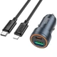 Зарядне автомобільне Hoco Z57A USB/Type-C PD30W+QC3.0 швидка зарядка для телефона + кабель Type-C to Lightning Сірий - изображение 3