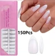 Гелеві тіпси для нарощування з французьким манікюром Soft Gel Мигдаль М глянсові 150 шт молочний з білим френчем (020) - зображення 1