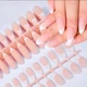 Гелевые типсы для наращивания с французским маникюром Nail Kingdom матовые миндаль М 240 шт бледно-бежевые с белым френчем (402) - изображение 1