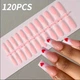 Гелевые типсы для наращивания с французским маникюром Mafanails глянцевые квадрат L 120 шт розово-персиковые с белым френчем (400) - изображение 2