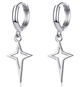 Сережки Fashion Jewelry конго зірочки висячі хрести в стилі y2k kpop сріблястий колір (SVS) - зображення 4