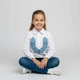 Вишиванка для дівчинки Біла | Блузка Дитяча Синій Орнамент | Бавовна/Еластан | Piccolo, Розмір 152 - изображение 3