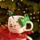 Новогодняя фарфоровая чашка с ложкой Merry Christmas 400 (мл) Зеленый - изображение 1