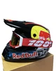Эндуро кроссовый мотошлем Red Bull + очки Profi Red - изображение 5
