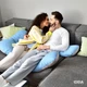 Подушка П-образная IDEIA 140×75×20 см U-shape для беременных, реабилитации и повседневного комфорта с наволочкой на молнии Антиаллергенная Стебана джинс + серый - изображение 8