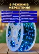 Світлодіодна гірлянда роса 100 метрів 1000 led лампочок на котушці з пультом 8 режимів зелений провід Синій - зображення 5