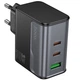 Зарядне мережеве Hoco CS75A 2хType-C+USB PD70W швидка зарядка для мобільних пристроїв для ноутбуків і смартфонів Чорний - изображение 1