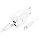 Сетевое зарядное устройство с кабелем HOCO C141A Smart dual-port charger set(iP) White - изображение 1